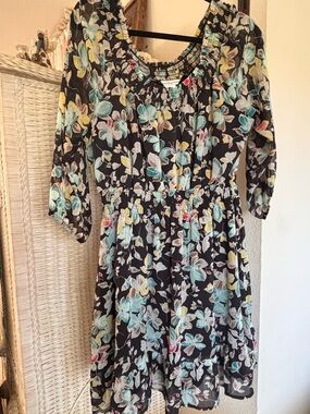 American Rag Black Dress with Multicolor Floral Print